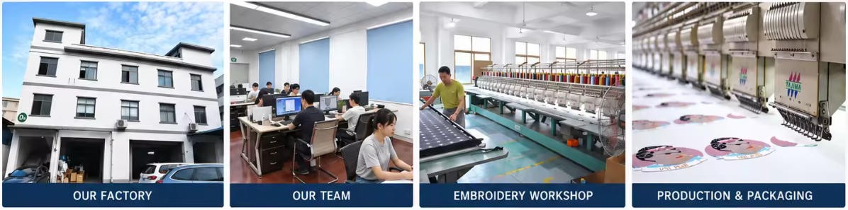 RX Custom Patch Factory - our factory, our team, embroidery workshop and production & packaging